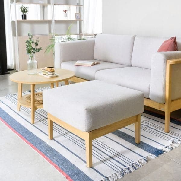 Ghế Đôn Sofa Gỗ Cao Su Tự Nhiên