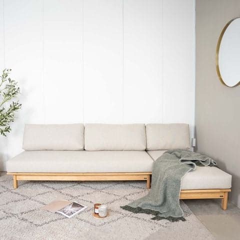 Ghế Sofa Góc Chữ L Gỗ Cao Su Tự Nhiên