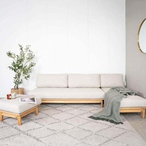 Ghế Sofa Góc Chữ L Gỗ Cao Su Tự Nhiên
