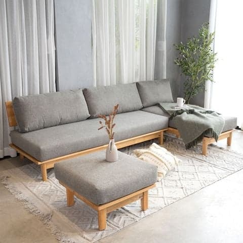 Ghế Sofa Góc Chữ L Gỗ Cao Su Tự Nhiên