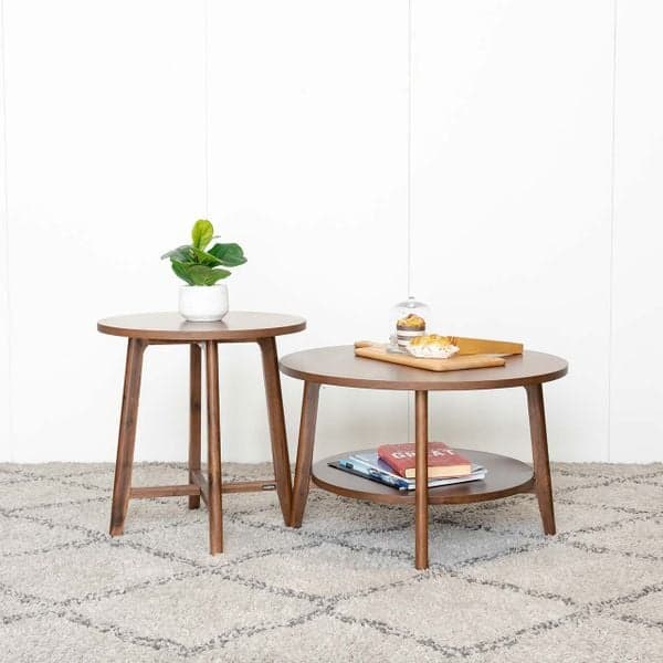 Set 2 Bàn Sofa – Bàn Trà Tròn Gỗ