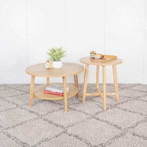 Set 2 Bàn Sofa – Bàn Trà Tròn Gỗ